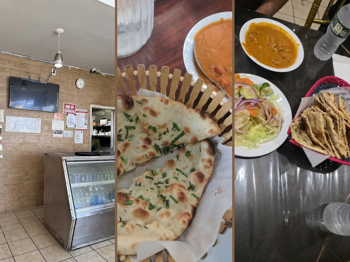 Tandoori plates and small sides on display.